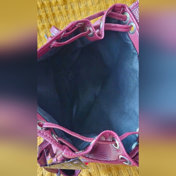 NWT-Costa Maya Burgundy Floral Embroidered Backpack - Picture 7 of 11